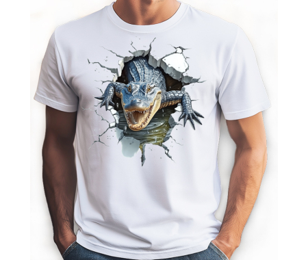 Koszulka Krokodyl 100% bawełna luźna koszulka, t-shirt biały